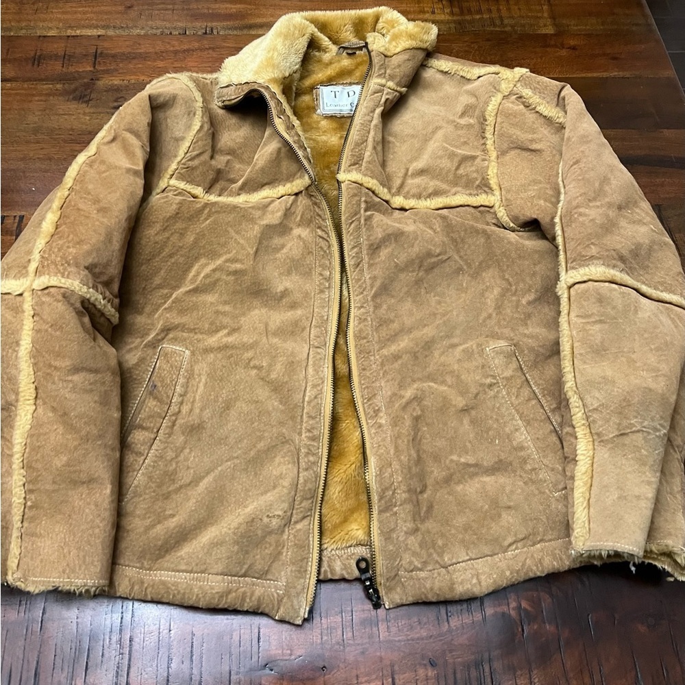 Tdc Collection Genuine Leather Shearling-Style Jacket Tan Men’s M